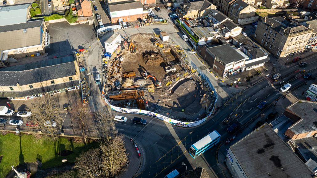 Heckmondwike Bus Station Construction Drone Feb 25 3