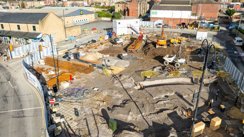 Heckmondwike Bus Station Construction Drone Feb 25 2