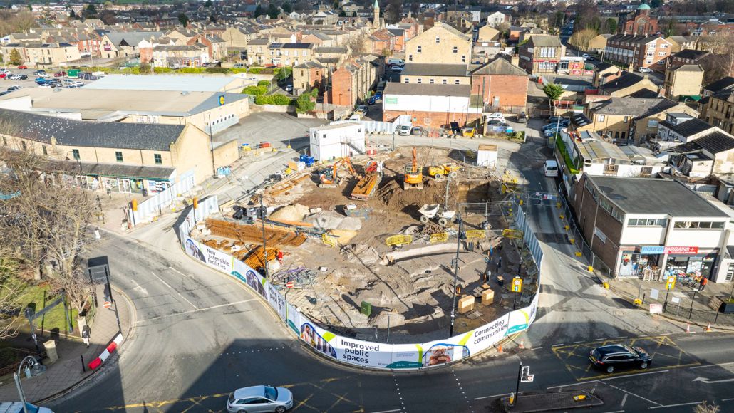 Heckmondwike Bus Station Construction Drone Feb 25