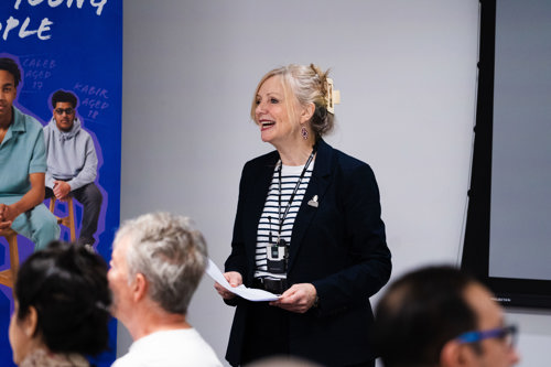 Mayor Tracy Brabin smiling speaking to an audience