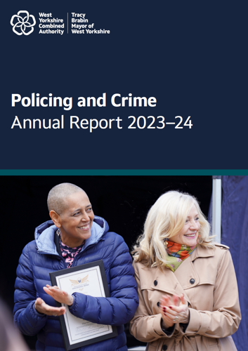 Front cover of annual report showing Deputy Mayor Alison Lowe and Mayor Tracy Brabin standing next to each other clapping looking to their left