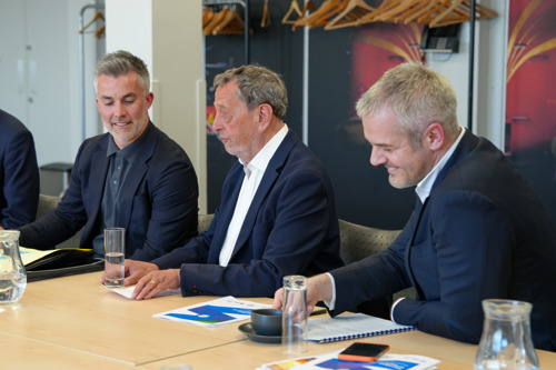 David Skaith, Lord Blunkett and Oliver Coppard sitting around a table